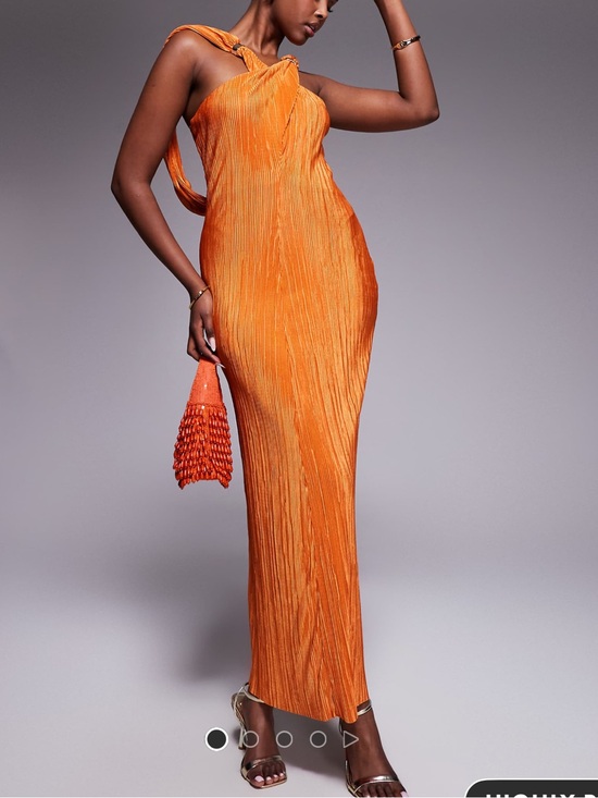 ASOS Dresses & Skirts - NWT ASOS Orange Halter Pleated Maxi Dress